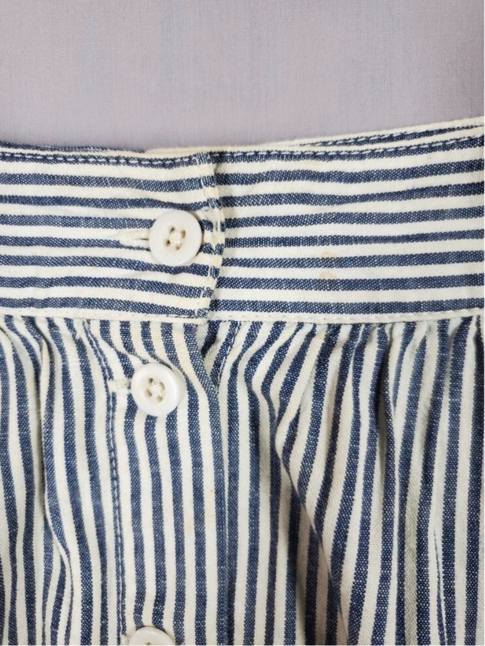 Madewell Chambray Button Front Midi Skirt Blue Striped Size 2 - Picture 7 of 8